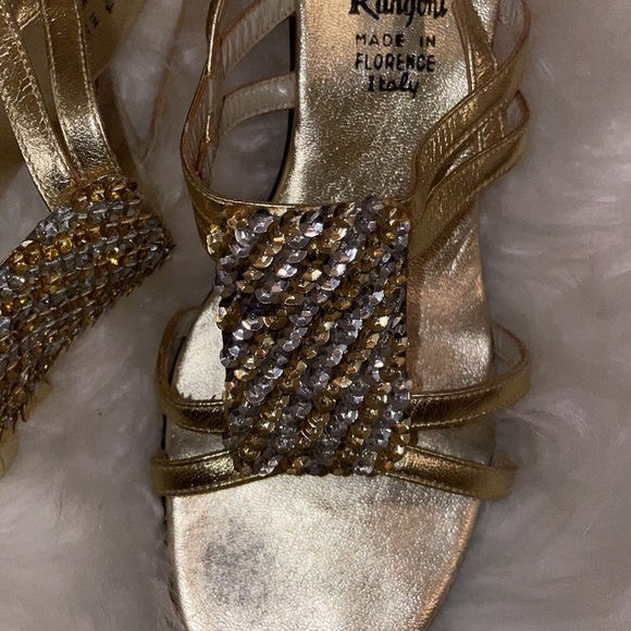 Vintage Amalfi Block Heels Size 9.5 Gold - Picture 2 of 9